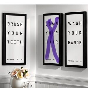 Pottery Barn Bathroom Reminders Wood Framed Prints